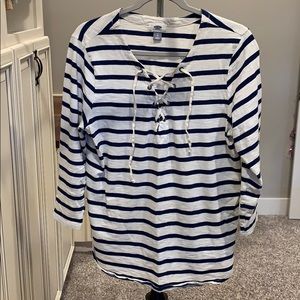 Navy and White Striped 3/4 Tee